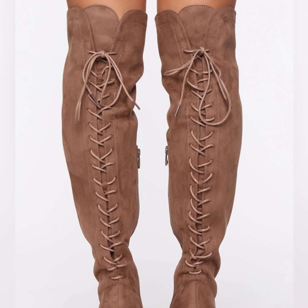 Rue21 Tan Boots with Lace-Up Design